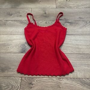 Red Scalloped Tank Top